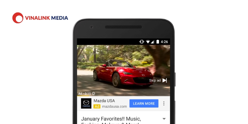 Mẫu quảng cáo Google Video Ads xuất hiện trên Youtube